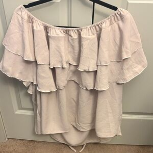 SHEIN Light Pink Ruffle Off-Shoulder Blouse
